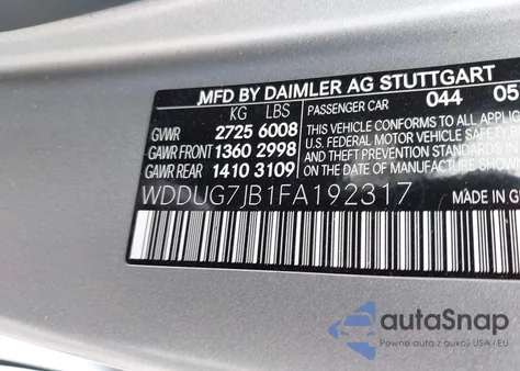 2015 Mercedes-Benz S 63 Amg 4Matic из США, поврежденный, VIN WDDUG7JB1FA192317